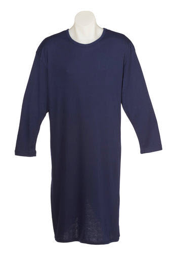 Men's long-sleeved nightshirt in navy