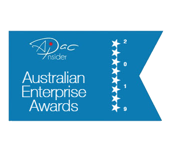 Logo for the 2019 Australian Enterprise Awards on a blue background