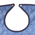 Close-up of the bib opening and fastener