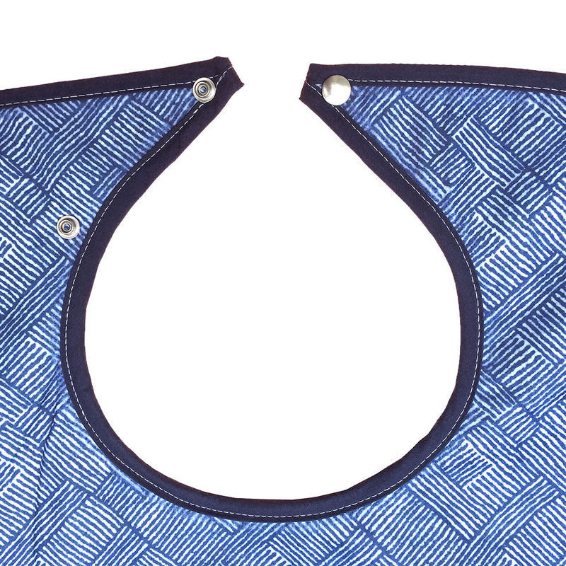 Close-up of the bib opening and fastener