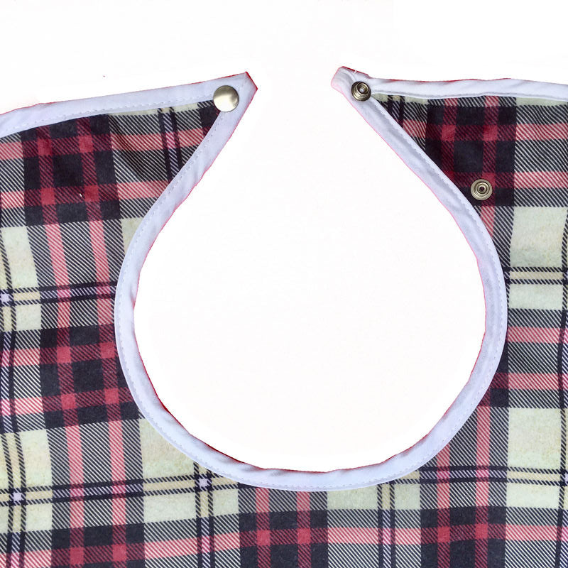 Close-up of the bib opening and fastener