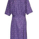Short-sleeved summer dress, view from the back showing the petal back overlapping design for easy dressing