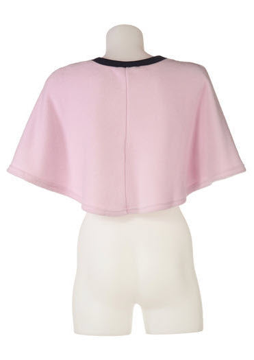 Short polar fleece poncho for daytime wear - back view of the light pink poncho