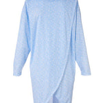 Long-sleeved women's night dress, shown from the back with the petal back split opening