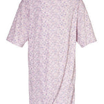 Light pink ladies' nightie, viewed from the back to show the overlapping petal back design for easy dressing 