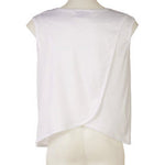 Men's singlet vest in white - back view shows overlapping petal back design