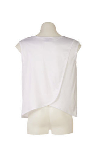 Men's singlet vest in white - back view shows overlapping petal back design