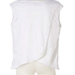 Back view of the women's petal back singlet in white