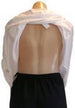 'Step 1' of the petal back dressing process, showing a mannequin with a white singlet just over the head 
