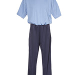 One-piece sundowner 'dementia' suit for daytime wear - blue top with navy bottoms