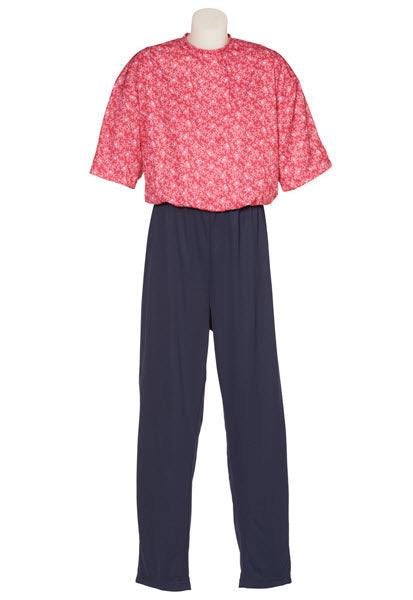 Women's sundowner suit in red with navy pants.