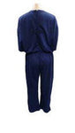 Men's sundowner 'dementia' suit. Navy one-piece top and pants, back view showing the long zip for easy dressing and undressing