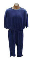Men's sundowner 'dementia' suit. Navy one-piece top and pants, front view